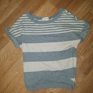 Gray and Beige Short Sleeve Sweatshirt